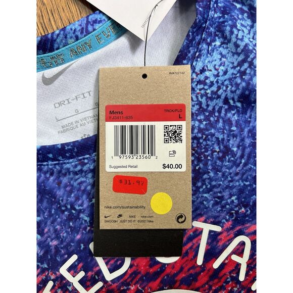 Nike Men’s Dri-FIT USA Miler Printed Running T-Shirt FJ3411-635 Size Large NWT - Picture 4 of 6